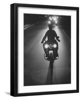 Police Motorcycle Leading Adlai E. Stevenson's Motorcade During His Campaign Tour-null-Framed Photographic Print