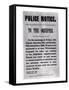 Police Notice to the Occupier Relating to Murders in Whitechapel, 30th September 1888-null-Framed Stretched Canvas