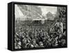 Police Officers Dispersing the Strike of Employees of Streetcar in New York, March 4, 1886. Engravi-Tarker-Framed Stretched Canvas