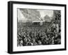 Police Officers Dispersing the Strike of Employees of Streetcar in New York, March 4, 1886. Engravi-Tarker-Framed Photographic Print