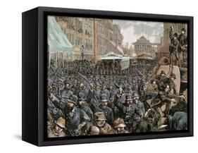 Police Officers Dispersing the Strike of Employees of Streetcar in New York, Usa, March 4, 1886-Prisma Archivo-Framed Stretched Canvas