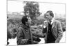 POLICE PYTHON, 1976 directed by ALAIN CORNEAU On the set, Alain Corneau directs Yves Montand (b/w p-null-Mounted Photo