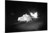Police Truck Moving toward Fire-null-Stretched Canvas