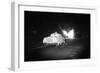 Police Truck Moving toward Fire-null-Framed Photographic Print