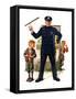 "Policeman and Boy with Slingshot,"March 15, 1930-Frederic Stanley-Framed Stretched Canvas