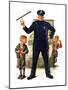 "Policeman and Boy with Slingshot,"March 15, 1930-Frederic Stanley-Mounted Premium Giclee Print