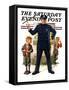 "Policeman and Boy with Slingshot," Saturday Evening Post Cover, March 15, 1930-Frederic Stanley-Framed Stretched Canvas