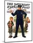 "Policeman and Boy with Slingshot," Saturday Evening Post Cover, March 15, 1930-Frederic Stanley-Mounted Premium Giclee Print