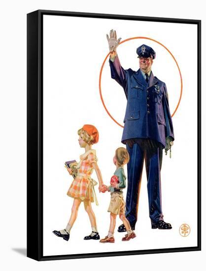 "Policeman and School Children,"October 3, 1931-Joseph Christian Leyendecker-Framed Stretched Canvas