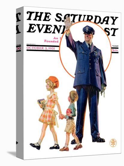 "Policeman and School Children," Saturday Evening Post Cover, October 3, 1931-Joseph Christian Leyendecker-Stretched Canvas