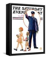 "Policeman and School Children," Saturday Evening Post Cover, October 3, 1931-Joseph Christian Leyendecker-Framed Stretched Canvas