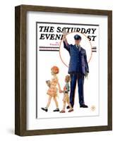 "Policeman and School Children," Saturday Evening Post Cover, October 3, 1931-Joseph Christian Leyendecker-Framed Giclee Print