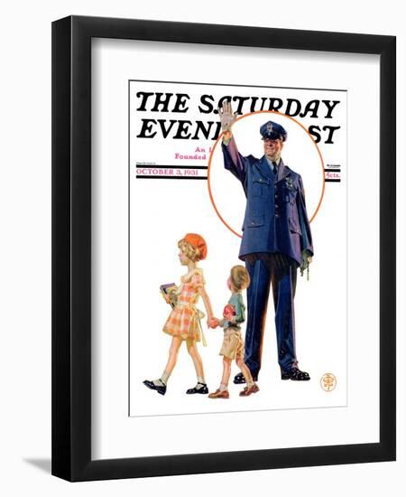 "Policeman and School Children," Saturday Evening Post Cover, October 3, 1931-Joseph Christian Leyendecker-Framed Giclee Print