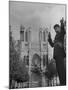 Policeman Directing Traffic in Front of the Reims Cathedral-Nat Farbman-Mounted Photographic Print