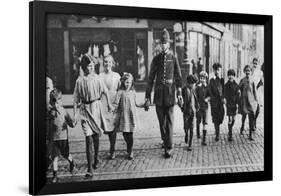 Policeman Helping Schoolchildren across the Road, East End, London, 1926-1927-null-Framed Giclee Print