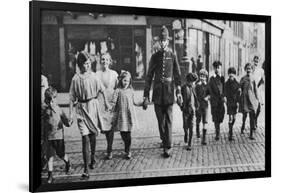 Policeman Helping Schoolchildren across the Road, East End, London, 1926-1927-null-Framed Giclee Print