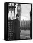 Policeman on Duty Outside the Houses of Parliament and Big Ben in London-null-Framed Stretched Canvas