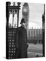 Policeman on Duty Outside the Houses of Parliament and Big Ben in London-null-Stretched Canvas