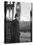 Policeman on Duty Outside the Houses of Parliament and Big Ben in London-null-Stretched Canvas