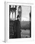 Policeman on Duty Outside the Houses of Parliament and Big Ben in London-null-Framed Photographic Print