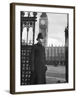 Policeman on Duty Outside the Houses of Parliament and Big Ben in London-null-Framed Photographic Print