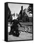 Policeman on Motorcycle Chatting with Toddler Boys Sitting on Curb-Alfred Eisenstaedt-Framed Stretched Canvas