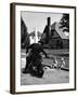 Policeman on Motorcycle Chatting with Toddler Boys Sitting on Curb-Alfred Eisenstaedt-Framed Photographic Print