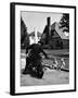 Policeman on Motorcycle Chatting with Toddler Boys Sitting on Curb-Alfred Eisenstaedt-Framed Photographic Print