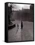 Policeman Talking to Lost Child on a Cobbled Street in Edinburgh, Scotland-null-Framed Stretched Canvas