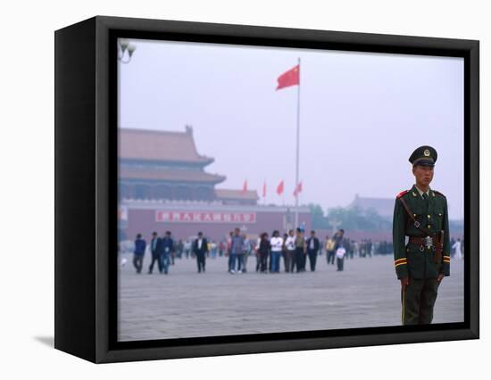 Policeman, Tiananmen Square, Beijing, China-Bill Bachmann-Framed Stretched Canvas