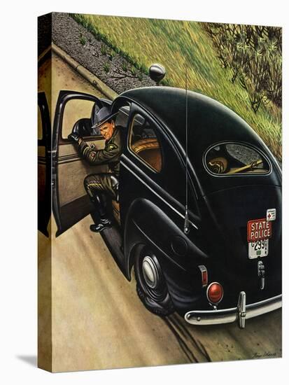 "Policeman with Flat Tire," March 24, 1945-Stevan Dohanos-Stretched Canvas