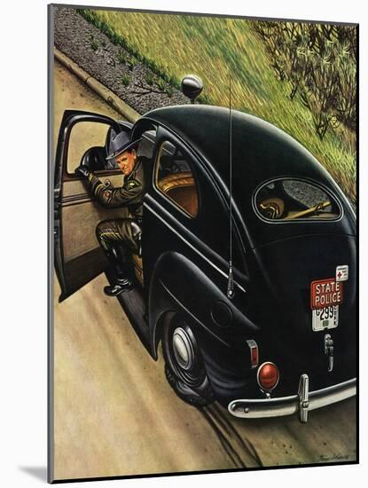 "Policeman with Flat Tire," March 24, 1945-Stevan Dohanos-Mounted Giclee Print