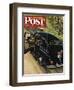 "Policeman with Flat Tire," Saturday Evening Post Cover, March 24, 1945-Stevan Dohanos-Framed Giclee Print