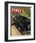 "Policeman with Flat Tire," Saturday Evening Post Cover, March 24, 1945-Stevan Dohanos-Framed Giclee Print