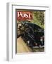 "Policeman with Flat Tire," Saturday Evening Post Cover, March 24, 1945-Stevan Dohanos-Framed Giclee Print