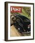 "Policeman with Flat Tire," Saturday Evening Post Cover, March 24, 1945-Stevan Dohanos-Framed Giclee Print