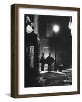 Policemen from Scotland Yard Patrolling the Street at Night-David Scherman-Framed Photographic Print