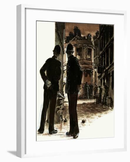 Policemen Patrol the Slums of Glasgow-null-Framed Giclee Print