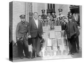 Policemen Posing with Collected Moonshine Photograph - Washington, DC-Lantern Press-Stretched Canvas