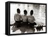 Policemen Sitting by a River on a Hot Sunny Day, July 1976-null-Framed Stretched Canvas