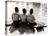 Policemen Sitting by a River on a Hot Sunny Day, July 1976-null-Stretched Canvas