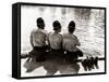 Policemen Sitting by a River on a Hot Sunny Day, July 1976-null-Framed Stretched Canvas