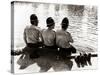 Policemen Sitting by a River on a Hot Sunny Day, July 1976-null-Stretched Canvas