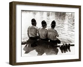 Policemen Sitting by a River on a Hot Sunny Day, July 1976-null-Framed Premium Photographic Print