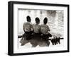 Policemen Sitting by a River on a Hot Sunny Day, July 1976-null-Framed Premium Photographic Print