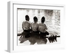 Policemen Sitting by a River on a Hot Sunny Day, July 1976-null-Framed Premium Photographic Print