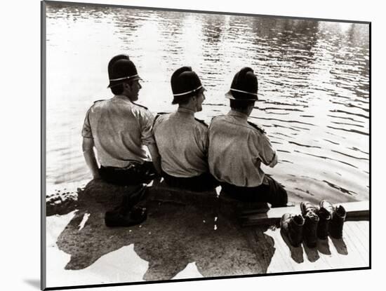 Policemen Sitting by a River on a Hot Sunny Day, July 1976-null-Mounted Premium Photographic Print