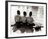 Policemen Sitting by a River on a Hot Sunny Day, July 1976-null-Framed Photographic Print