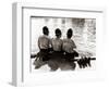 Policemen Sitting by a River on a Hot Sunny Day, July 1976-null-Framed Photographic Print