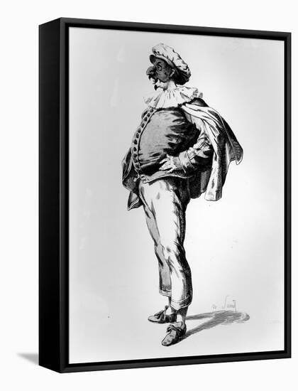 Polichinelle, Depicted in the Stage Costume of 1685, 1860 (Litho)-Maurice Sand-Framed Stretched Canvas
